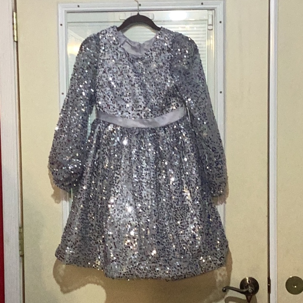 NWT  Kenzie Girl Shimmering Silver Sequin Dress